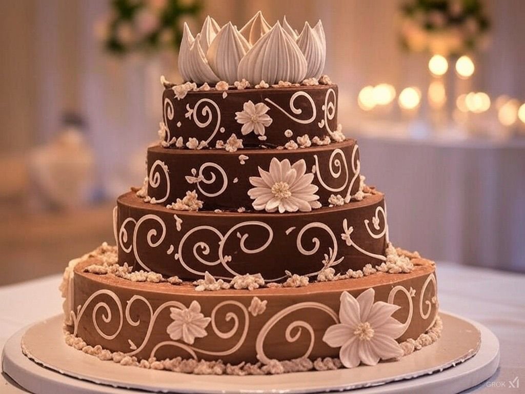 تورتة الشوكولاتة بالورود طبقات