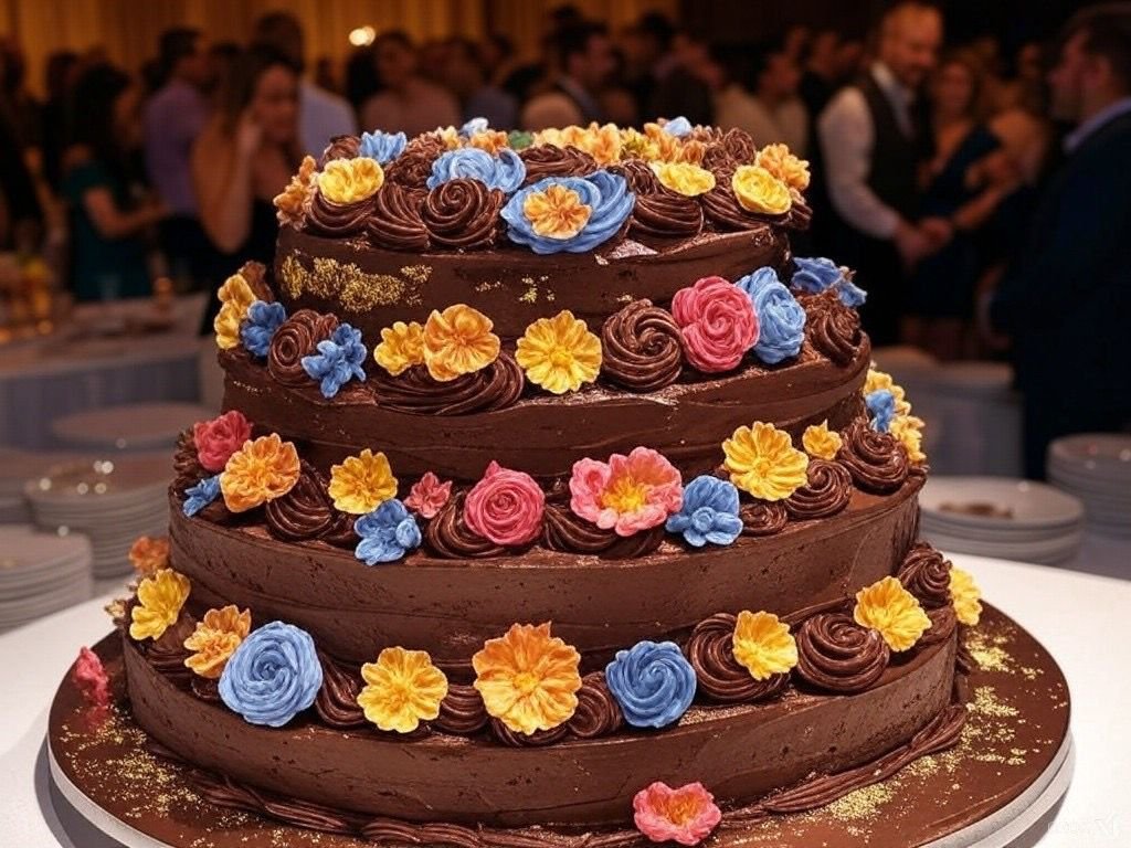 تورتة الشوكولاتة بالورود طبقات