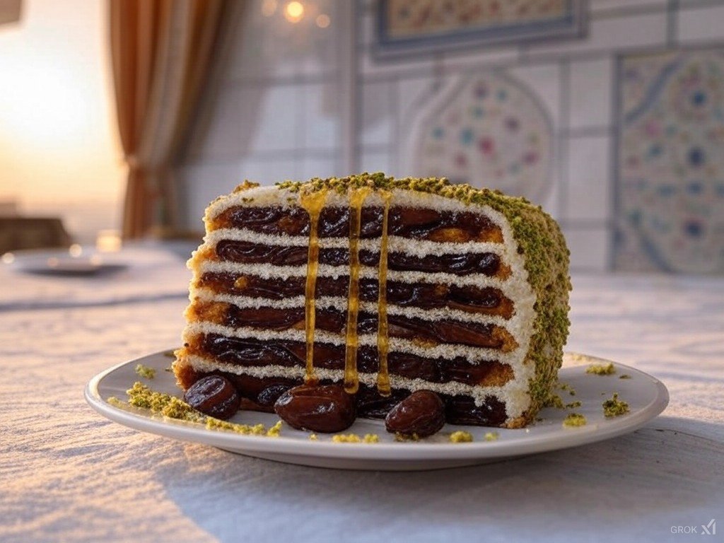 كيك طبقات التمر – مزيج فاخر من الأصالة والمذاق الرائع!